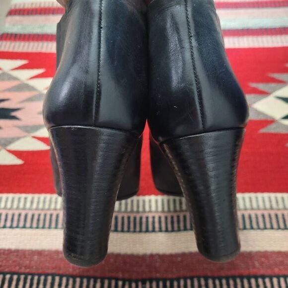 Roberto Del Carlo Black Leather Heeled Booties US 7.5 EU 37.5 Lace Up Designer - Picture 5 of 10